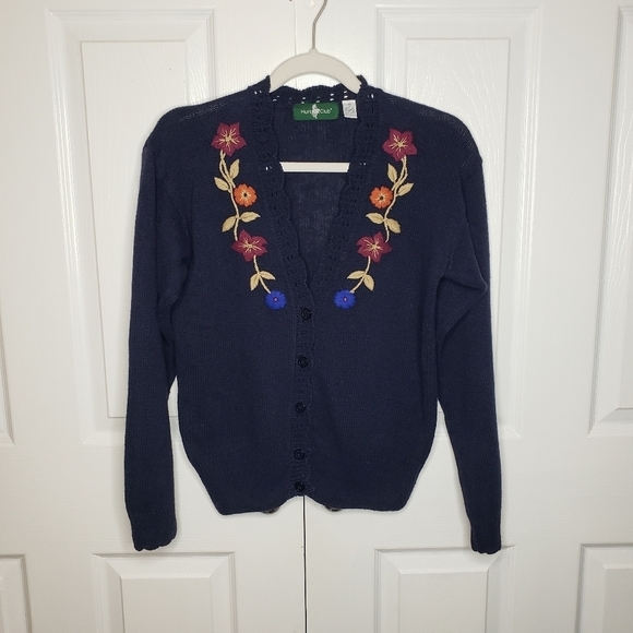 Vintage Embroidered Linen Cotton Cardigan S Cottagecore Grannycore  Prairie - Picture 2 of 9